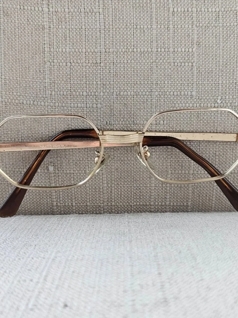 Vintage HEX-O-K Eyeglasses Frame Gold Tone Eyewear Glasses Frame Korea